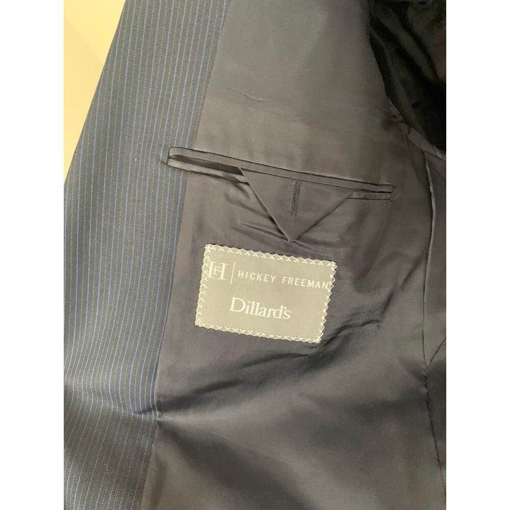 Hickey Freeman x Loro Piana 100% Worsted Wool Navy Pinstripe 2-Piece Suit 44L - Picture 8 of 16